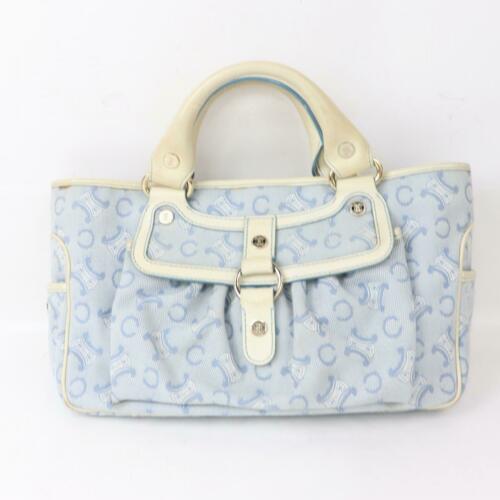 CEline Bag: Brand: CELINE Style: Hand Bag Material: Canvas Color: Light Blue Size: Width: 14.5 inch(approx) /37 cm(approx) Height: 7.87 inch(approx) /20 cm(approx) Depth: 5.51 inch(approx) /14 cm(approx) Country
