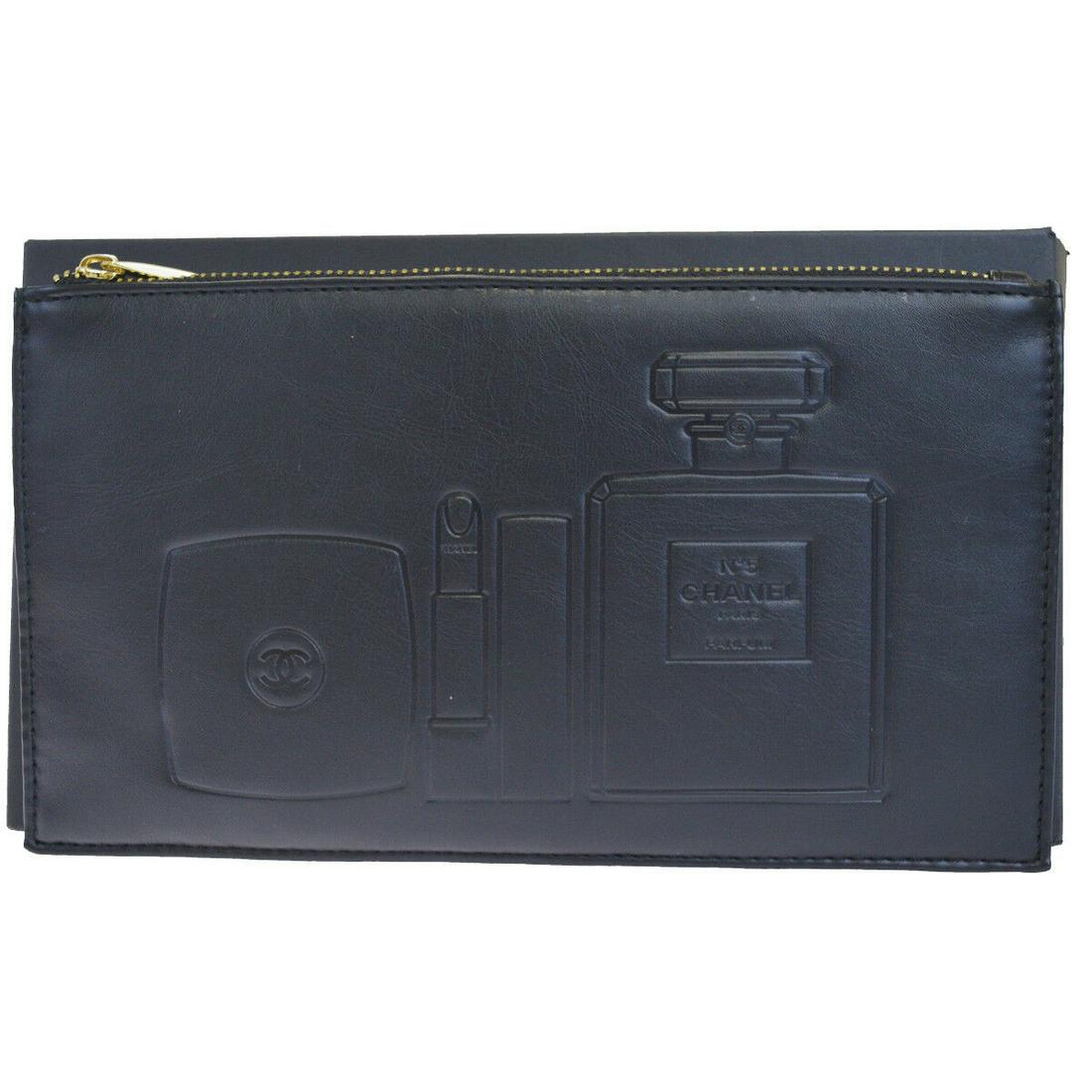 CHANEL Ã¢Â„Â– Cosmeticipper PouchgcessoryA: Brand: CHANEL Style: Pouch Material: Polyester Color: Black Size: Width: 8.9 Height: 5.1 Depth: 0 Country of Origin: Small Comes With: All Bidhaus items come with a 100% money-back authenticity guaran