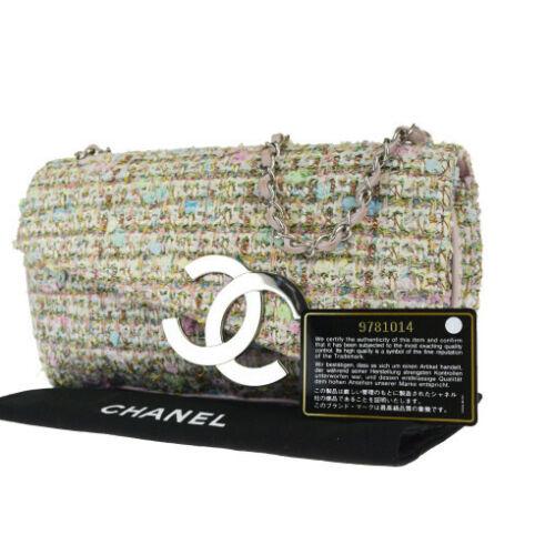 Authentic Chanel Coco Shoulder Bag: Brand: Chanel Style: Shoulder bag Material: Tweed, Leather Color: Pink Size: Width: Height: Depth: Country of Origin: Italy Comes With: Dust bag All Bidhaus items come with a 100% money-back authentic