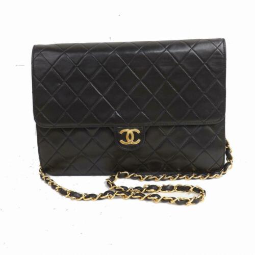 Authentic Chanel Shoulder Bag: Brand: Chanel Style: Material: Lamb Skin Color: Black Size: Shoulder (inch) Width: Height: 6.69 inch(approx) /17 cm(approx) Depth: 3.14 inch(approx) /8 cm(approx) Strap Drop: 9.44 inch(approx) /24