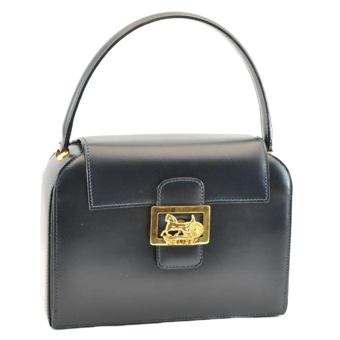 Authentic CELINE Leather Hand Bag: Brand: CELINE Style: Hand Bag Material: Leather Color: Navy Size: W8.85 x H7.28 x D2.95inch(Approx) Country of Origin: Italy Comes With: There is no item box and dust bag. We will send only the item w