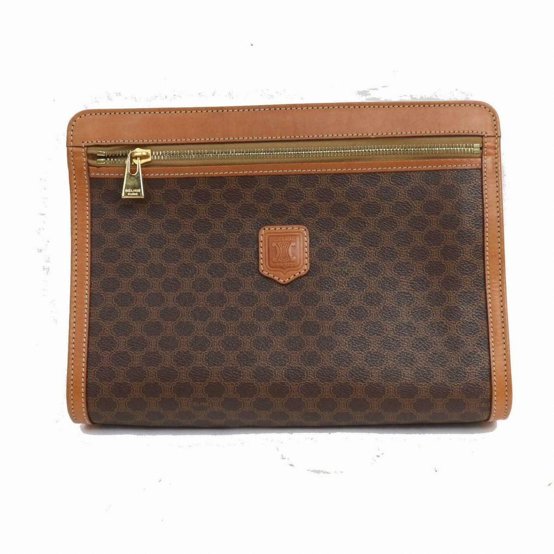 Authentic Celine PVC Second Bag: Brand: Celine Style: Second Bag Material: PVC Color: Browns Height: 7.67 inch(approx) /19.5 cm(approx) Depth: 2.36 inch(approx) /6 cm(approx) Width: 10.2 inch(approx) /26 cm(approx) Country of Origin: