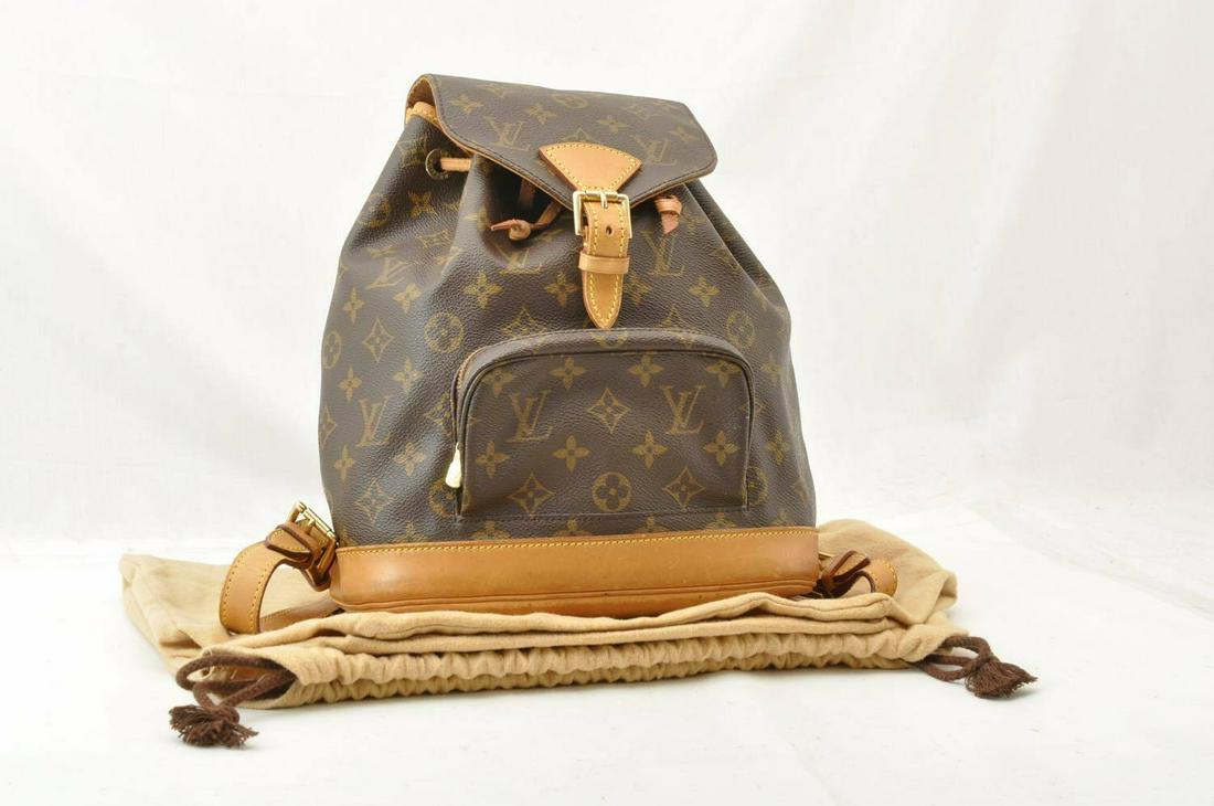 Authentic Louis Vuitton Monogram Canvas Backpack: Brand: LOUIS VUITTON Style: Backpack Material: Monogram Canvas Color: Monogram Size (Inches): W10 x H12 x D4.5â€³ / Shoulder Length 25.2-27.5â€³(Approx) Country of Origin: France Exterior Cond