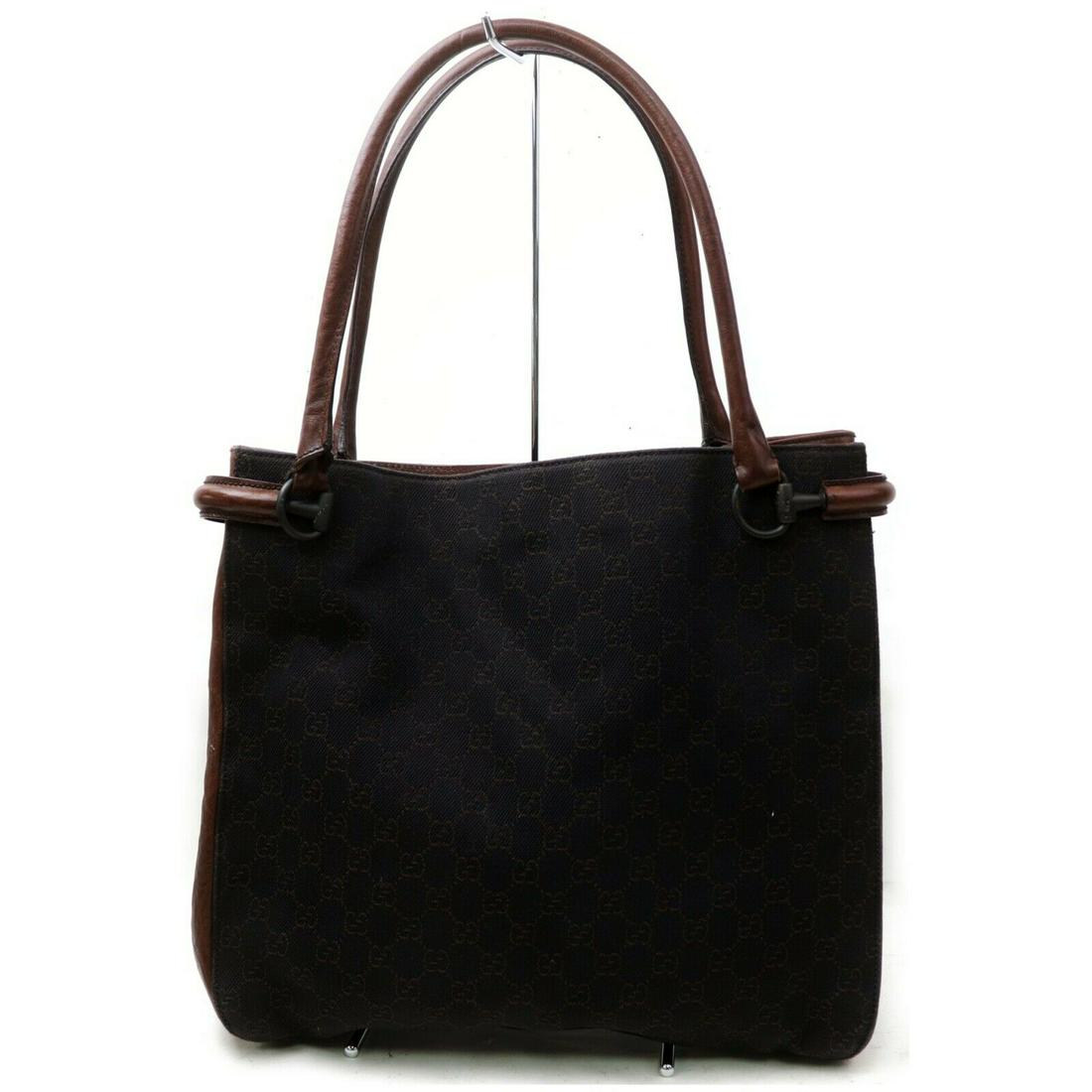 Authentic Gucci Canvas Tote Bag: Brand: Gucci Material: Canvas Style: Tote Bag Color: Black Size(inch): W13.7 inch(approx) /35 cm(approx) x H12.5 inch(approx) /32 cm(approx) x D3.93 inch(approx) /10 cm(approx) " Country of Origin: It