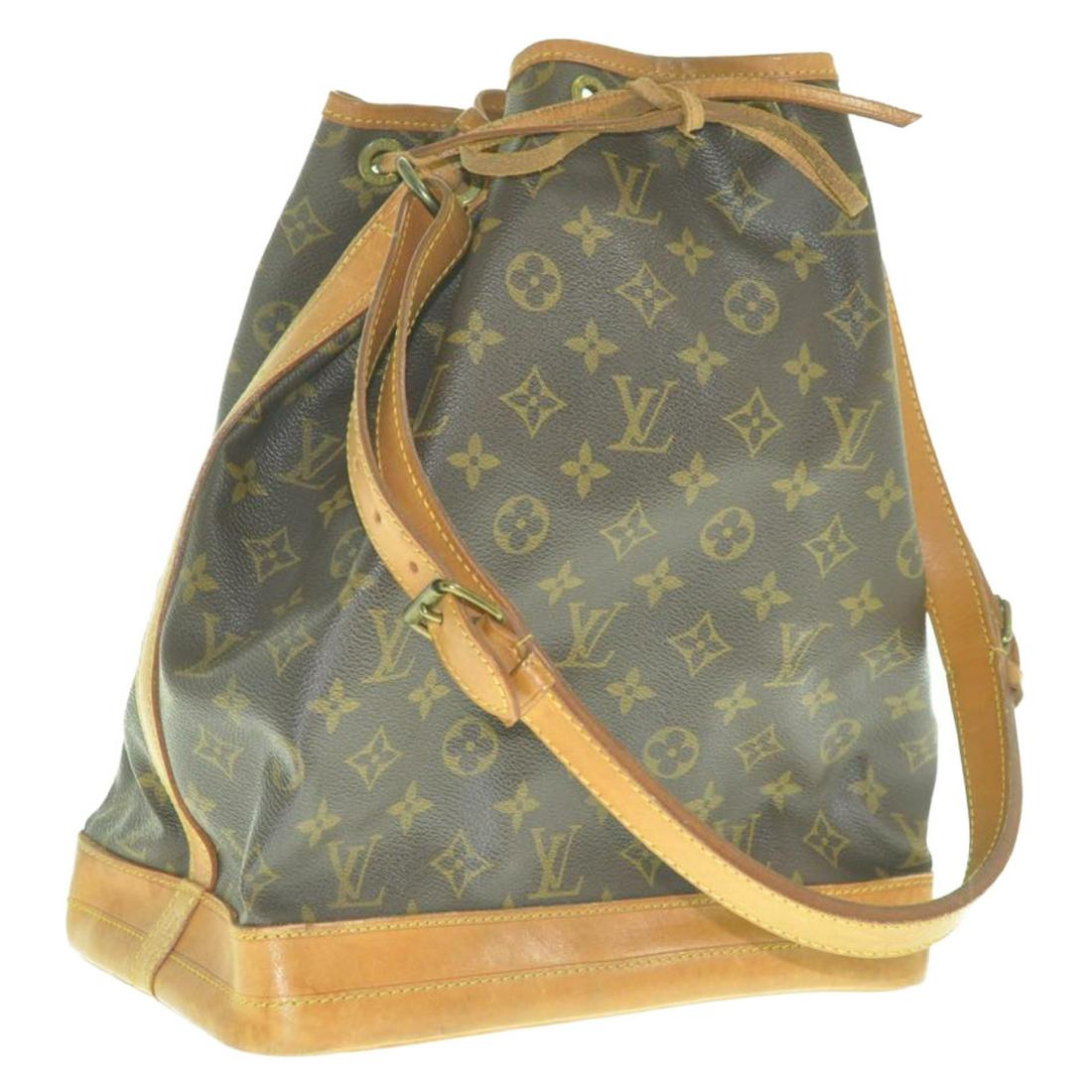 LOUIS VUITTON Monogram Noe Shoulder Bag: Brand: LOUIS VUITTON Style: Shoulder Bag Material: Monogram Canvas Color: Monogram Size (Inches): W10 x H13.5 x D7.5"/ Shoulder Strap Length 21.2-26"(Approx) Exterior Condition: Monogram Canvas : lose