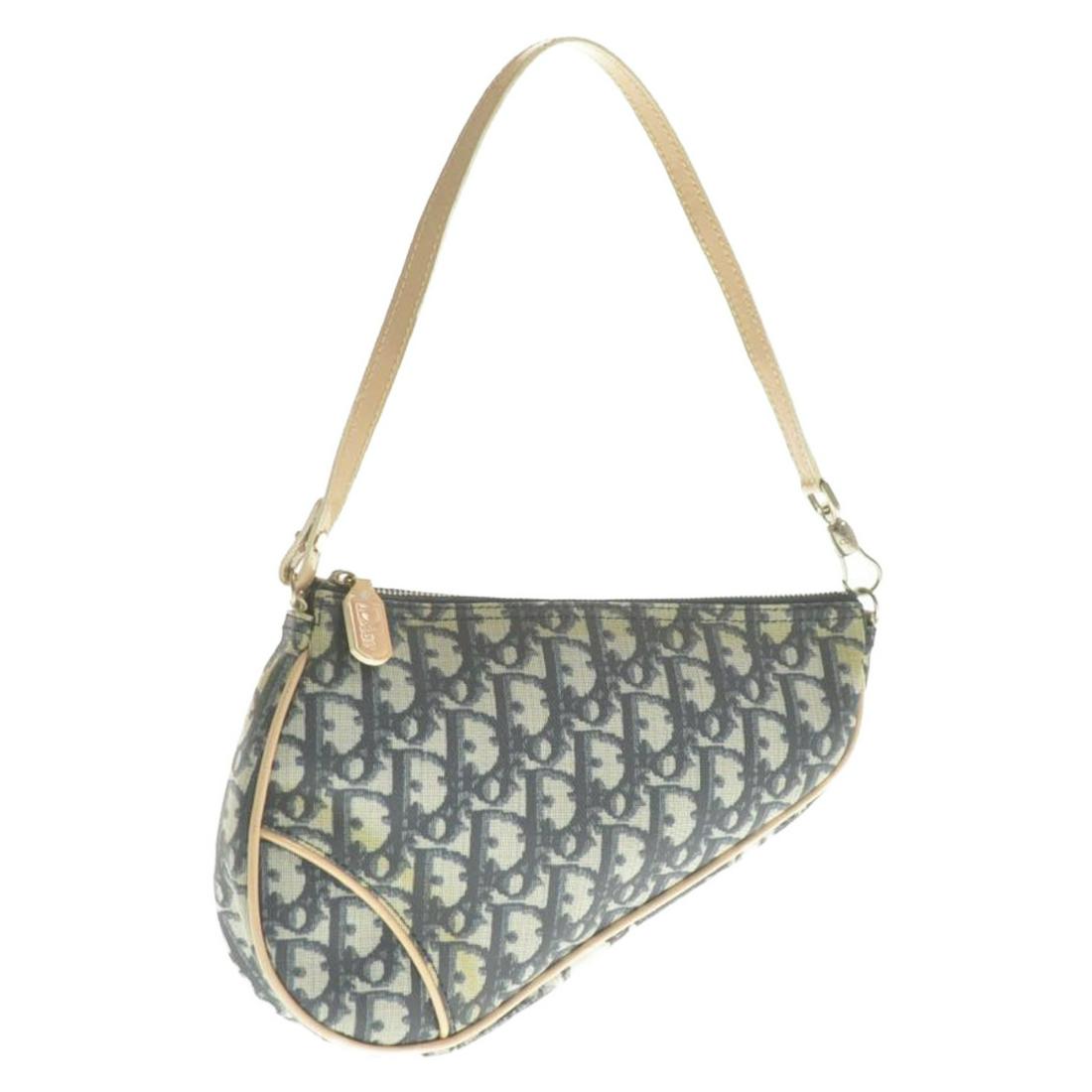Authentic Christian Dior Trotter Canvas Saddle Pouch: Brand: Christian Dior Style: Pouch Material: Trotter Canvas Color: Blue Size (Inches): W7.87 X H5.9 X D1.57Inch(Approx) Exterior Condition: Trotter Canvas : Loose Shape, Sun Burn, Rubbing, Signs Of Ag