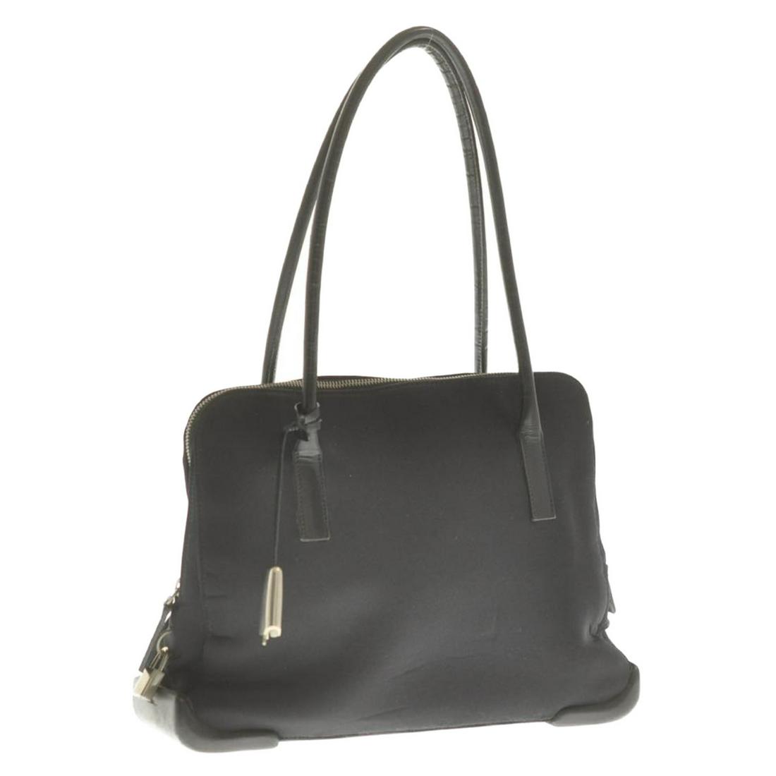 Authentic PRADA Nylon Shoulder Bag: Brand: PRADA Material: Nylon Style: Shoulder Bag Color: Black Size(inch): W12.59 x H9.44 x D3.54â€³ / Shoulder Drop 7.87â€³(Approx) Country of Origin: Italy Accessory: Dust Bag / Padlock / Key