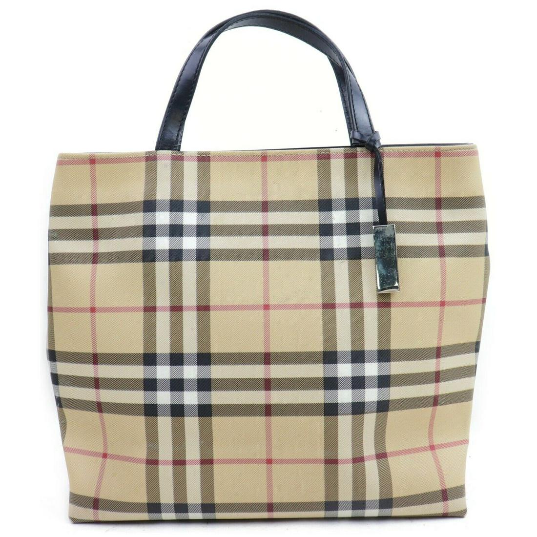 Authentic BURBERRYs PVC Tote: Brand: BURBERRYs Material: PVC Style: Tote Bag Color: Beiges Size(inch): W11.4 inch(approx) /29 cm(approx) x H10.2 inch(approx) /26 cm(approx) x D3.93 inch(approx) /10 cm(approx) " Country of Origin: