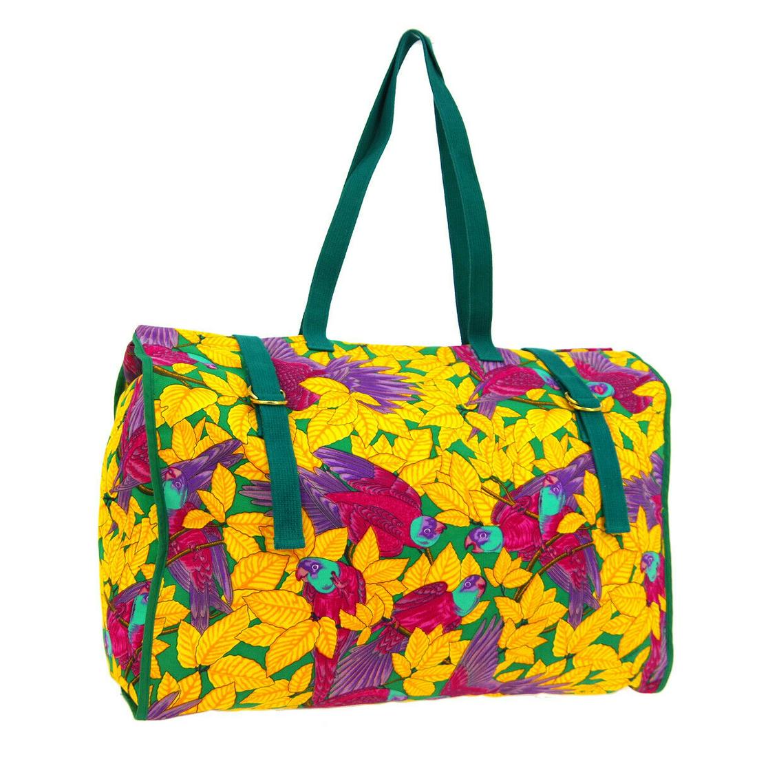 Authentic HERMES Bird Motif Shoulder Tote: Brand: HERMÃˆS Material: 100% Cotton Style: Tote Color: Yellow, Green, etc Size(inch): W21.3 x H17.7 x D6.7 " / Strap Drop: 11.8 Country of Origin: France Come with: - All Bidhaus items come with a 
