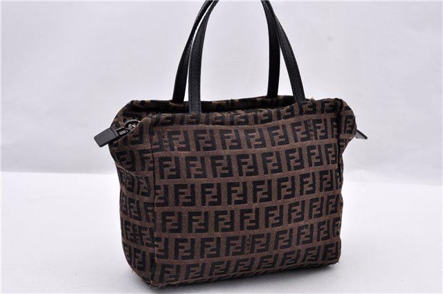 Authentic FENDI Zucchino Hand Bag: Brand: FENDI Material: Canvas Style: Hand Bag Color: Brown Size(inch): W17 x H14 x D8cm / Handle Drop 10.5cm(Approx) Country of Origin: Italy Accessory: 4.1inches (10.5cm) All Bidhaus items come with