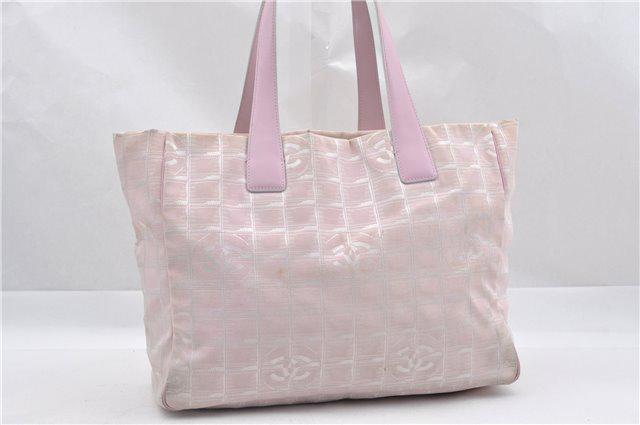 Authentic CHANEL New Travel Line Shoulder Tote: Brand: CHANEL Material: Canvas Style: Tote Bag Color: Pink Size(inch): W13.6xH10.2xD5.5"/Handle Drop 8.1"(Approx) Country of Origin: France Accessory: There is no ItemBox and DustBag.We will send only