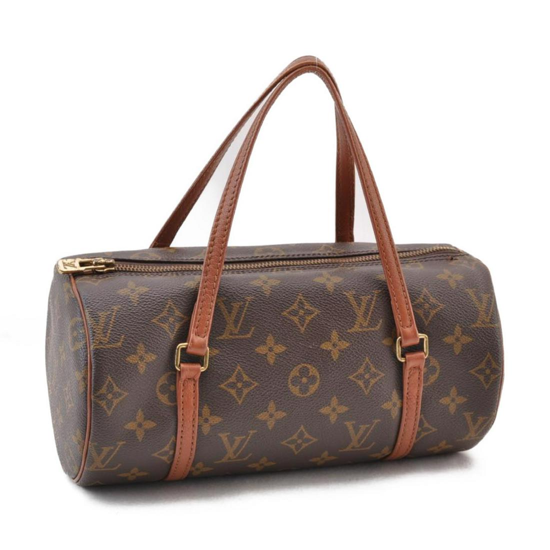 Authentic Louis Vuitton Monogram Papillon 26 Old Model: Brand: Louis Vuitton Style: Hand Bag Material: Monogram Canvas Color: Monogram Size (Inches): W10.2 X H5.1 X D5.1"(Approx) Exterior Condition: Monogram Canvas : Minor Loose Shape, Rubbing, Signs of Us