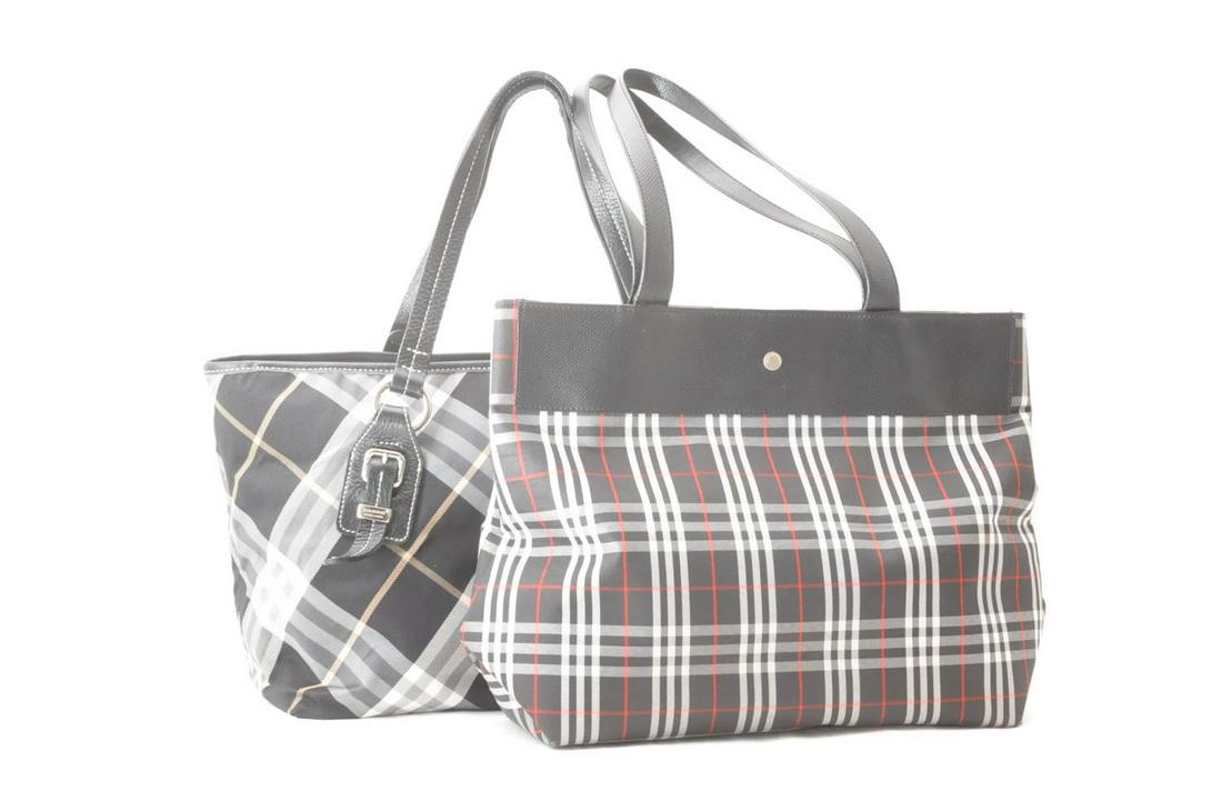 Authentic BURBERRY Blue Label Tote: Brand: BURBERRY Material: Canvas Style: Tote Bag Color: Black / Navy Size(inch): â€“ Country of Origin: â€“ Accessory: There is no item box and dust bag. We will send only the item which is