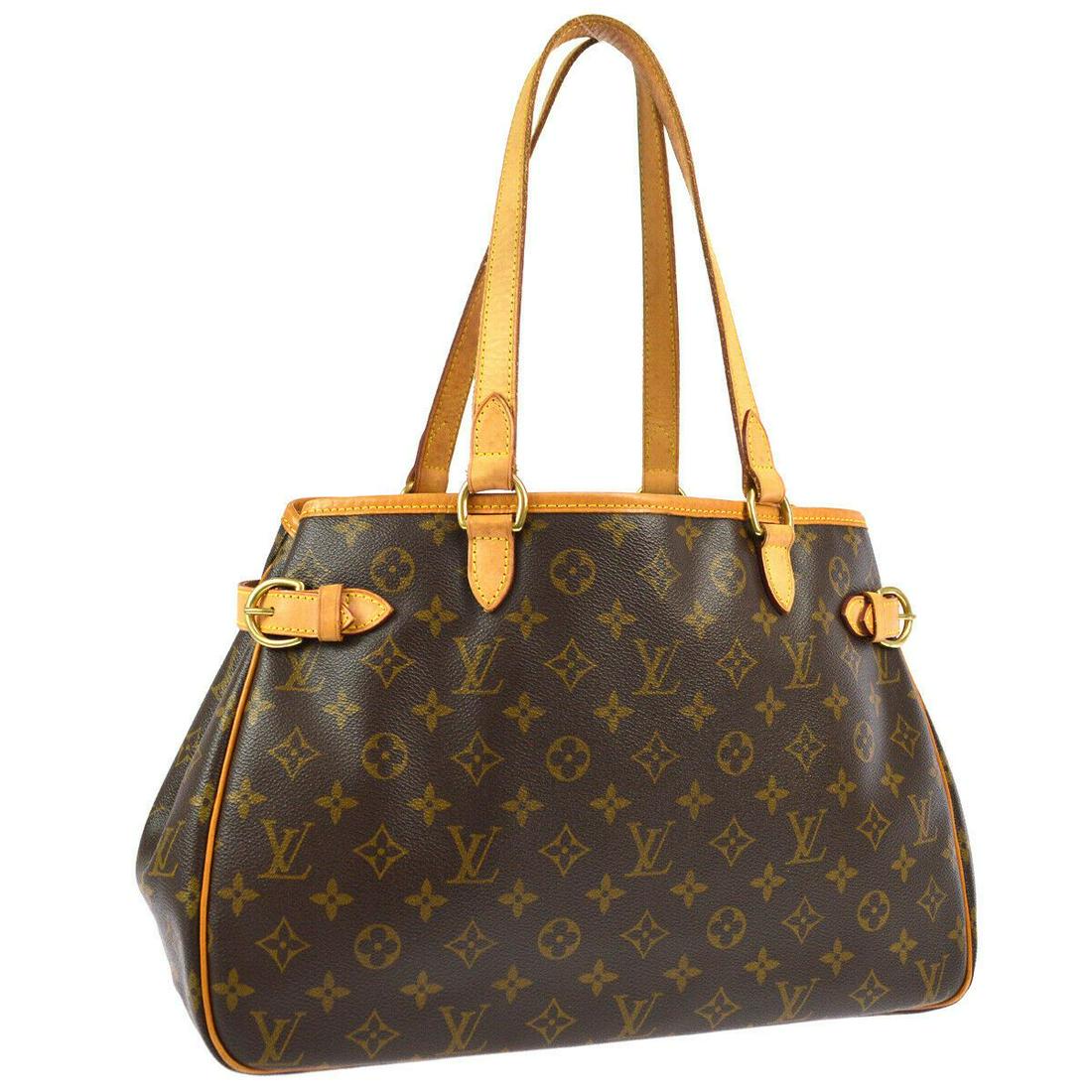 Authentic LOUIS VUITTON BATIGNOLLES HORIZONTAL SHOULDER: Brand: Louis Vuitton Material: Monogram Canvas, Leather Style: Totes & Shoppers Color: Brown Size(inch): W14.6 x H9.8 x D5.1 " / Strap Drop: 9.4 Country of Origin: Spain Come with: - All Bidhaus items