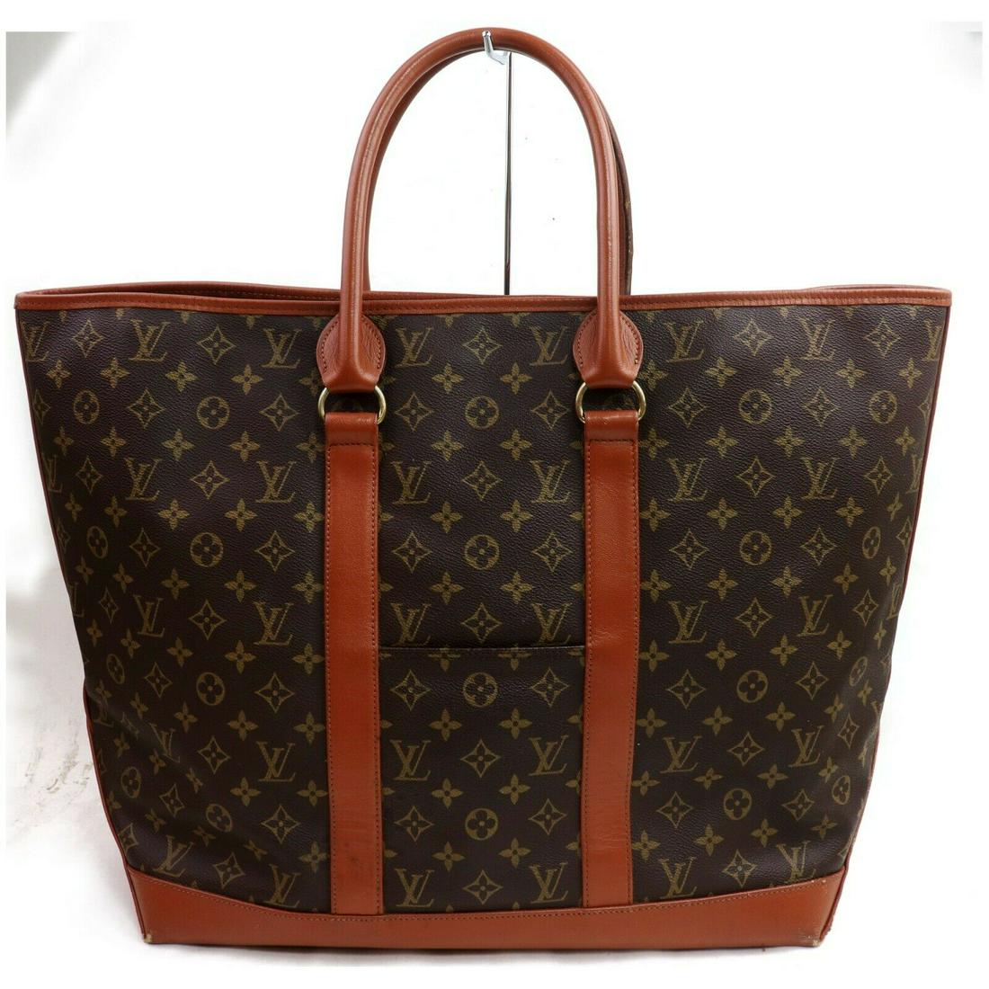 Authentic LOUIS VUITTON tote Bag: Brand: LOUIS VUITTON Material: Monogram Style: Tote Bag Color: Browns Size(inch): W22.4 inch(approx) /57 cm(approx) x H15.7 inch(approx) /40 cm(approx) x D7.48 inch(approx) /19 cm(approx) " / Strap Dr