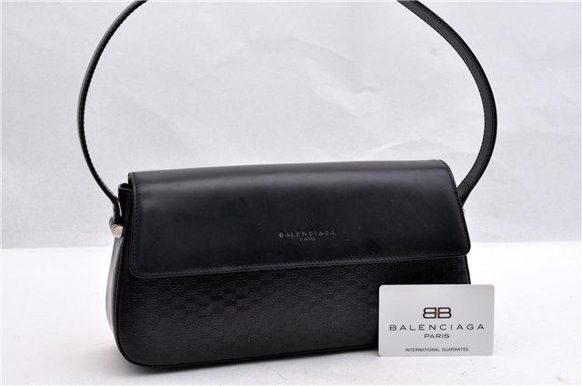 Authentic BALENCIAGA Leather Shoulder Bag: Brand: BALENCIAGA Material: Leather Style: Shoulder Bag Color: Black Size(inch): W10.6 x H5.1 x D2.6"/ Strap Drop 8.3"(Approx) Country of Origin: - Accessory: GuaranteeCard All Bidhaus items come with