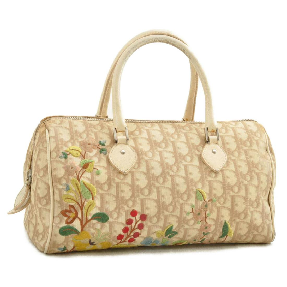 Authentic CHRISTIAN DIOR PVC Leather Hand Bag: Brand: CHRISTIAN DIOR Material: PVC Leather Style: Hand Bag Color: Beige Size(inch): W11.41 x H5.9 x D4.72inch(Approx) Country of Origin: Italy Accessory: There is no item box and dust bag. We will se