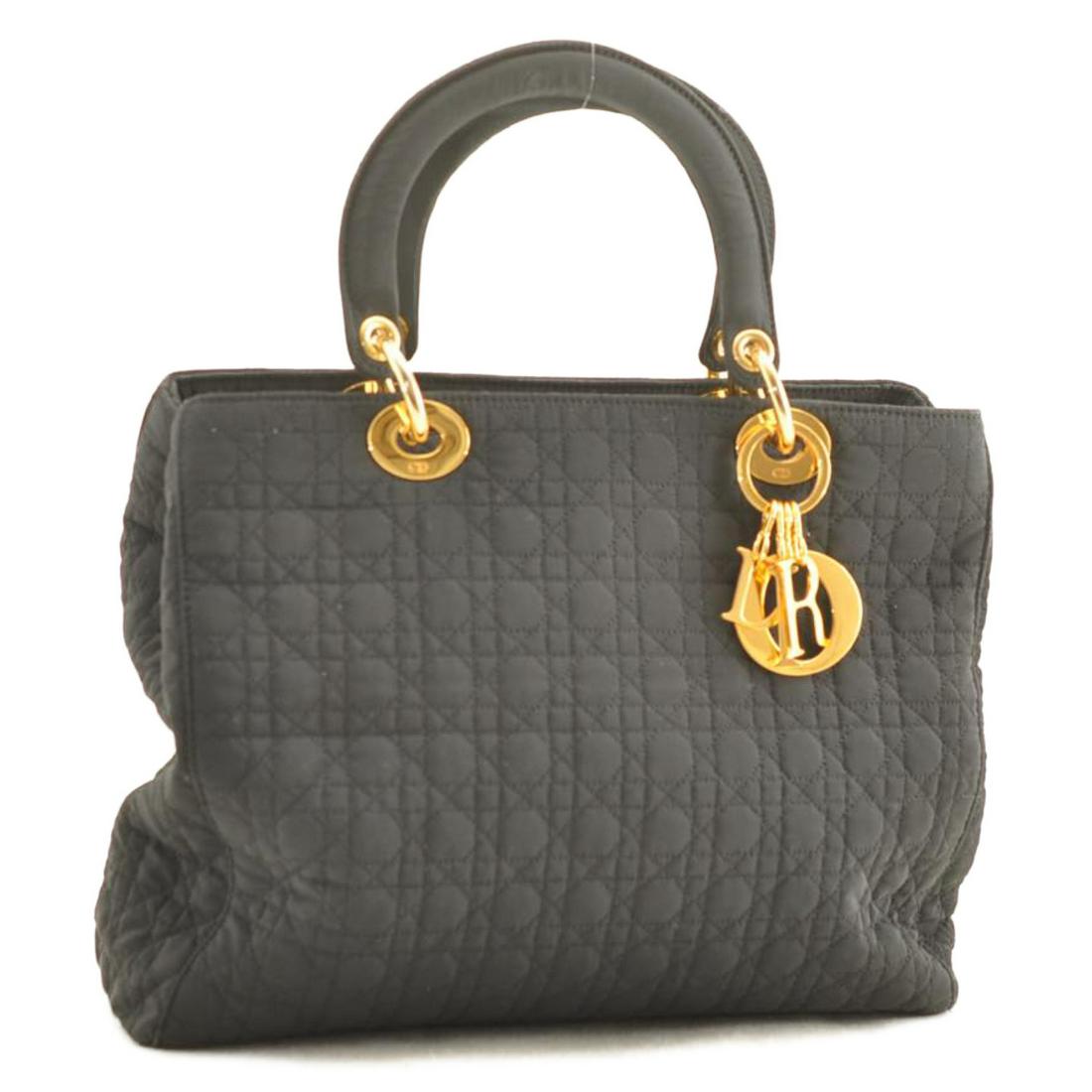 Authentic CHRISTIAN DIOR Nylon Hand Bag: Brand: CHRISTIAN DIOR Material: Nylon Style: Hand Bag Color: Black Size(inch): W11.02 x H9.05 x D3.54inch(Approx) Country of Origin: Italy Accessory: There is no item box and dust bag. We will send on