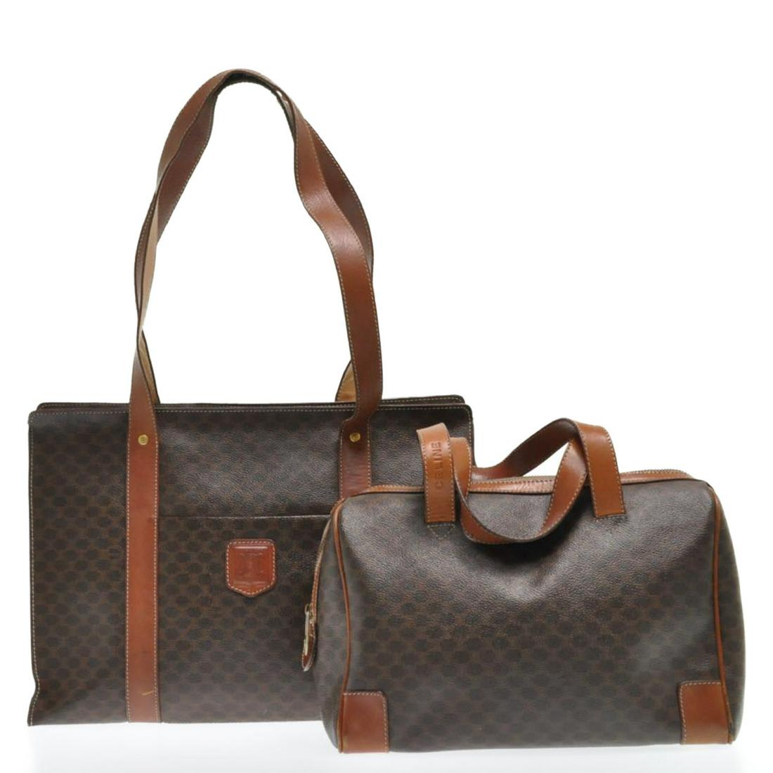 Authentic Celine Macadam Bag 2Set: Brand: Celine Macadam Bag 2Set Style: Tote Bag / Hand Bag Material: Pvc Leather Color: Brown Made In: Italy Size (Inches): W11.81 X H7.87 X D5.9Inch(Approx)W15.35 X H11.02 X D5.11Inch / Shoulder Drop