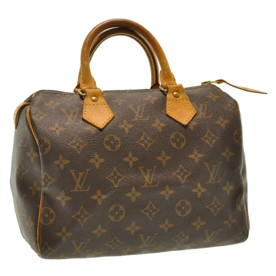 Authentic LOUIS VUITTON Speedy 25: Brand: LOUIS VUITTON Material: Monogram Canvas Style: Hand Bag Color: Monogram Size(inch): W10 x H7.5 x D6â€³(Approx) Country of Origin: France Accessory: There is no item box and dust bag. We wil