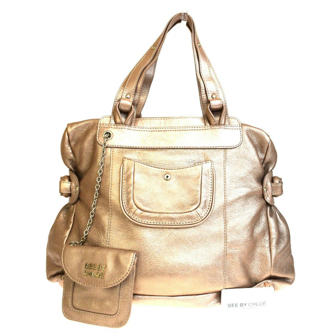 Authentic CHLOE Leather Shoulder bag: Brand: CHLOE Material: Leather Style: Shoulder bag Color: Bronze Size(inch): W 13.8 x H 10.6 x D 5.9 "(approx.) Country of Origin: China Come with: Authenticity Card All Bidhaus items come with a 100%