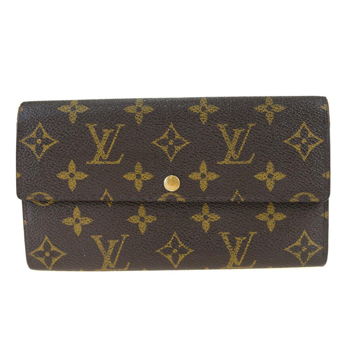 Authentic LOUIS VUITTON Monogram Leather Wallet: Brand: LOUIS VUITTON Material: Monogram Leather Style: Wallet Color: Brown Size(inch): W 7.5 x H 4.1 x D 0 "(approx.) Country of Origin: France Come with: - All Bidhaus items come with a 100% money-ba