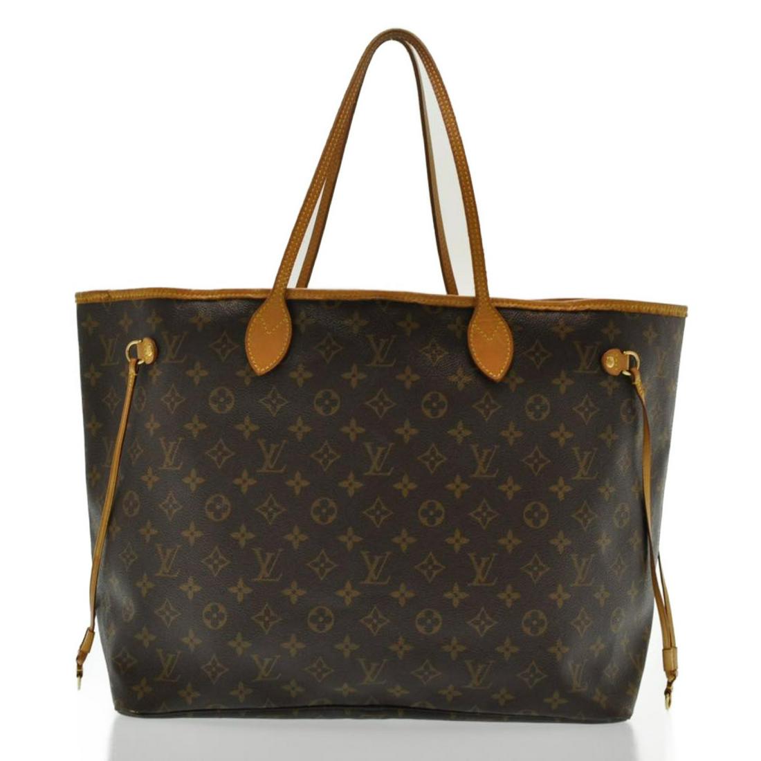 Authentic Louis Vuitton Monogram Neverfull GM Tote: Brand: Louis Vuitton Style: Tote Bag Material: Monogram Canvas Color: Monogram Made In: France Size (Inches): W15.7-22.4 X H13 X D7.5" / Handle Drop 8.3"(Approx) Exterior Condition: Monogram Canvas : 