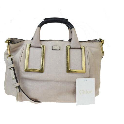Authentic CHLOE Leather Handbag: Brand: CHLOE Material: Leather Style: Handbag Color: Beige Size (HxWxD): 26cm x 34cm x 11cm / 10.23'' x 13.38'' x 4.33'' Country of Origin: Hungary All Bidhaus items come with a 100% money-back authen