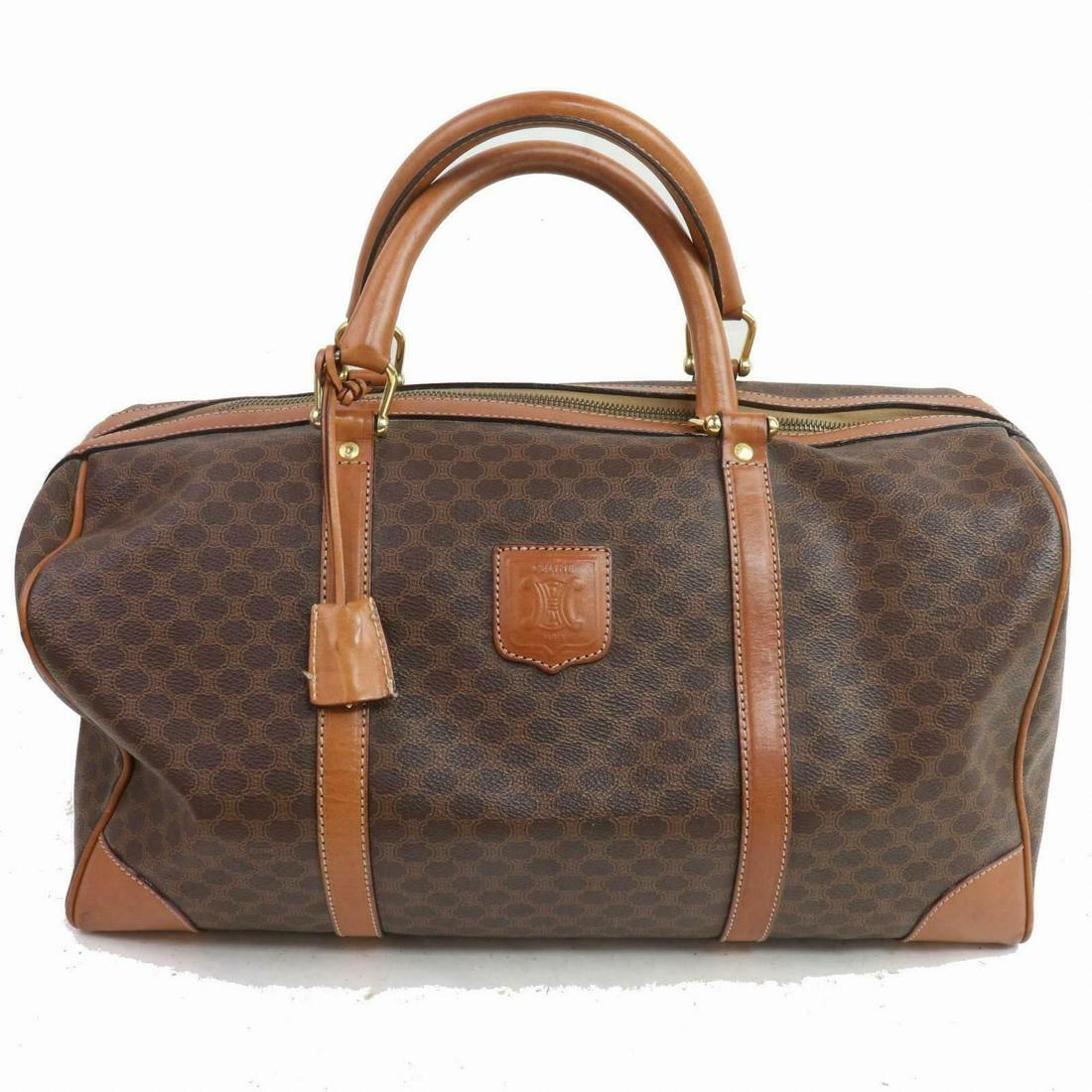 Authentic CELINE Macadam PVC Boston Bag: Brand: CELINE Material: Macadam PVC Style: Boston Bag Color: Browns Size(inch): W16.1 inch(approx) /41 cm(approx) x H8.26 inch(approx) /21 cm(approx) x D8.26 inch(approx) /21 cm(approx) " Country of O