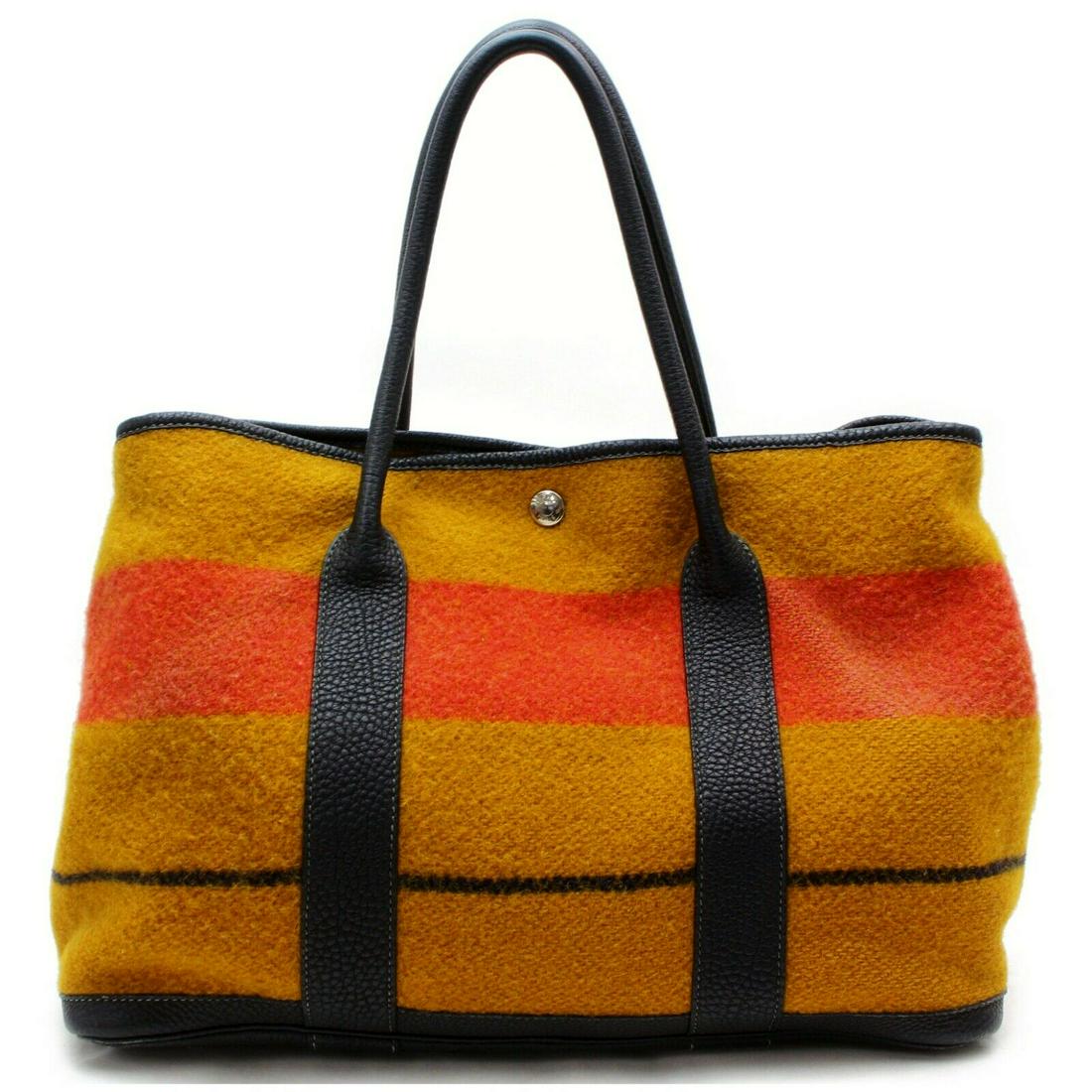 Authentic HERMES Wool Tote Bag: Brand: HERMES Material: Wool Style: Tote Bag Color: Light Brown Size(inch): W14.1 inch(approx) /36 cm(approx) x H9.84 inch(approx) /25 cm(approx) x D6.69 inch(approx) /17 cm(approx) " Country of Origi