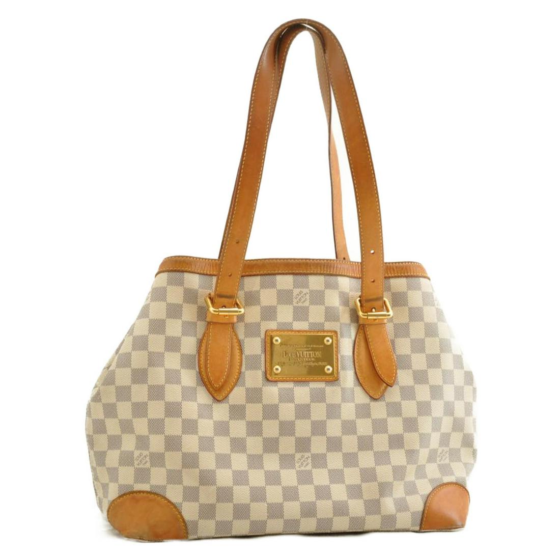 Authentic LOUIS VUITTON HAMPSTEAD MM Damier Azur Canvas: Brand: LOUIS VUITTON Material: Damier Azur Canvas Style: Tote Bag Color: Damier Azur Size(inch): W13.8 x H11 x D6.7â€³ / Strap Drop 8.3â€³(Approx) Country of Origin: Spain Accessory: There is 