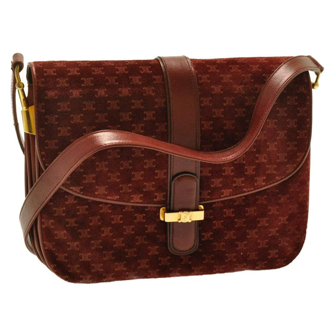 Authentic CELINE SuÃ¨de Shoulder Bag: Brand: CELINE Material: SuÃ¨de Style: Shoulder Bag Color: Wine Red Size(inch): W9.45 x H7.48 x D1.57inch / Shoulder Drop17.32-18.7(Approx) Country of Origin: Italy Accessory: There is no item box an