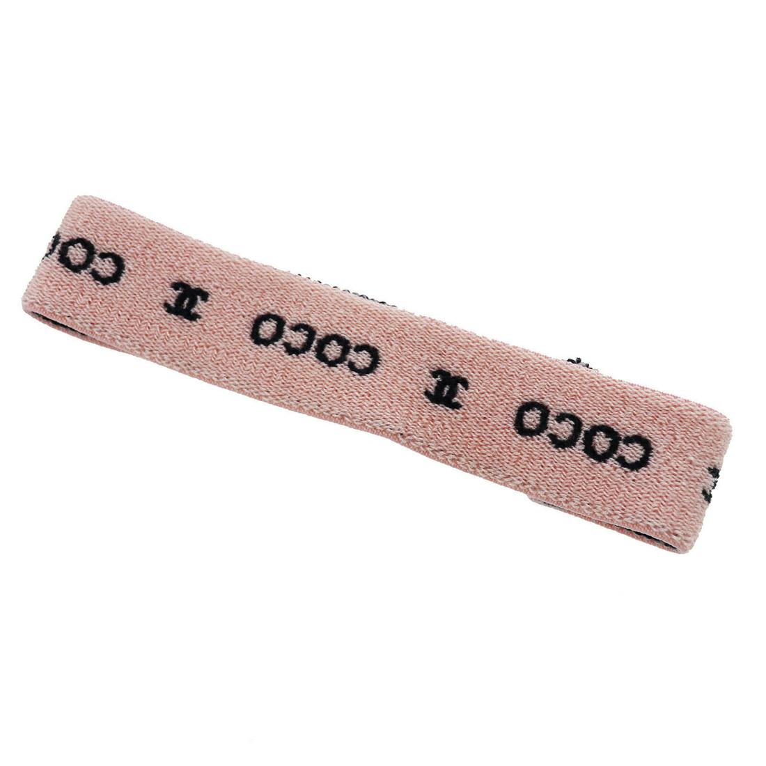 Authentic CHANEL CC COCO Logos Sports Line Hairband: Brand: CHANEL Material: Cotton Color: Pink Size(Inch): Inner circumference: 15.3 Width:1.4 Country of Origin: Unknown Come with: - All Bidhaus items come with a 100% money-back authenticity guarantee.