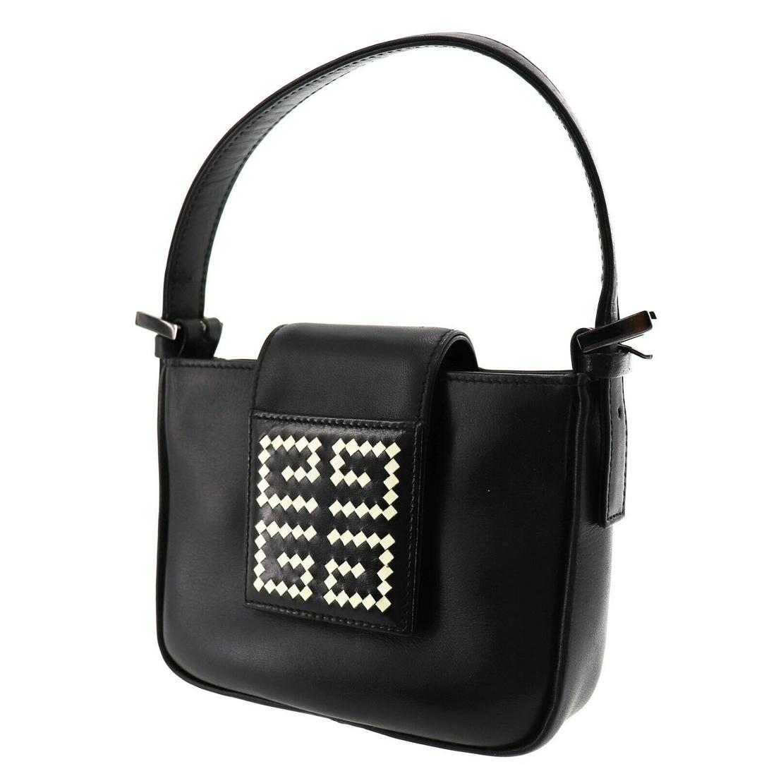 Authentic GIVENCHY Leather Mini Bag: Brand: GIVENCHY Material: Leather Style: Mini Bag Color: Black Size(Inch): H 4.3 x D 1.7 x L 5.7 Handle : 9.0-12.2 Country of Origin: Japan Come with: - All Bidhaus items come with a 100% money-back a