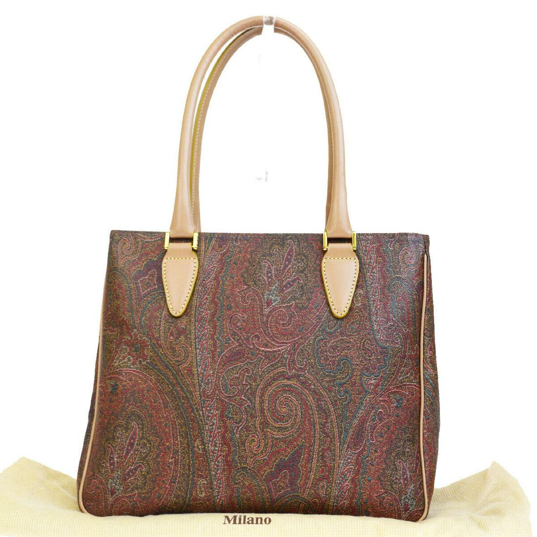 Authentic ETRO PVC Leather Shoulder Bag: Brand: ETRO Material: PVC Leather Style: Shoulder Bag Color: Bordeaux, Size(inch): W 10.6 x H 8.7 x D 3.1 "(approx.) Country of Origin: Italy Come with: - All Bidhaus items come with a 100% money-back