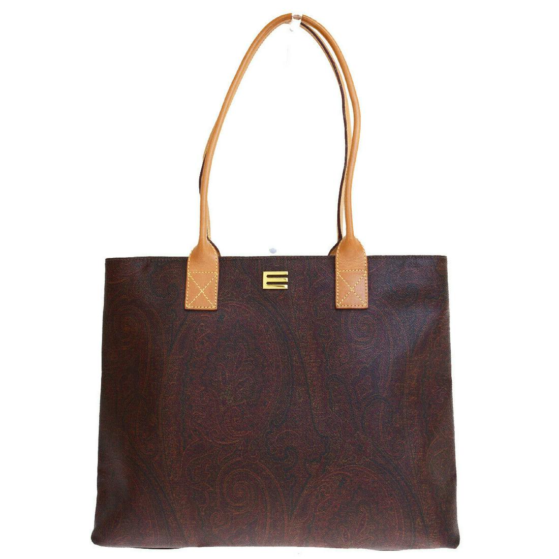 Authentic ETRO PVC Leather Shoulder Bag: Brand: ETRO Material: PVC Leather Style: Shoulder Bag Color: Bordeaux, Size(inch): W 13.8 x H 11 x D 4.3 "(approx.) Country of Origin: Italy Come with: - All Bidhaus items come with a 100% money-back