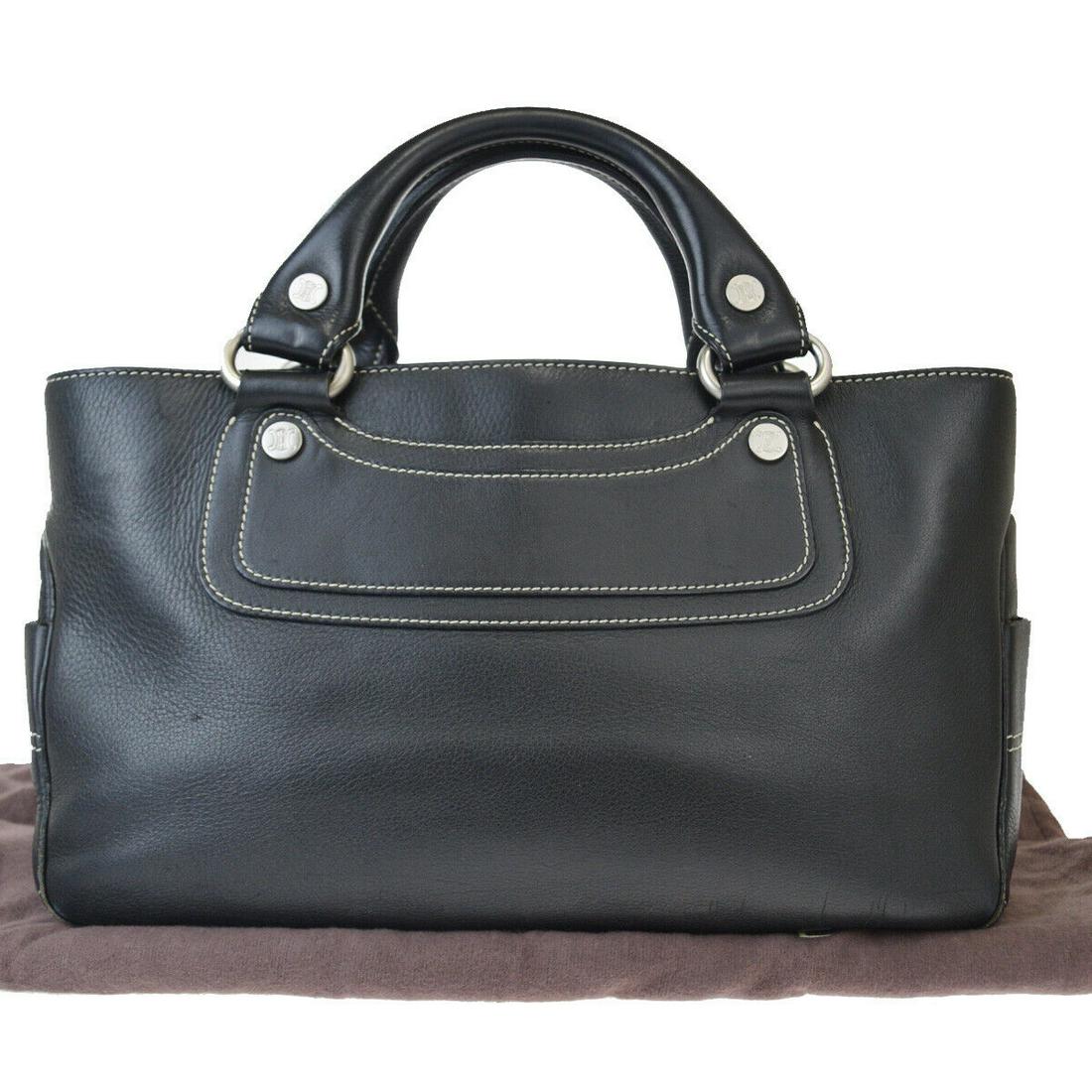 Authentic CELINE Leather Hand Bag: Brand: CELINE Material: Leather Style: Hand Bag Color: Black Size(inch): W 11.8 x H 7.5 x D 4.7 "(approx.) Country of Origin: Italy Come with: Dust bag All Bidhaus items come with a 100% money-back au