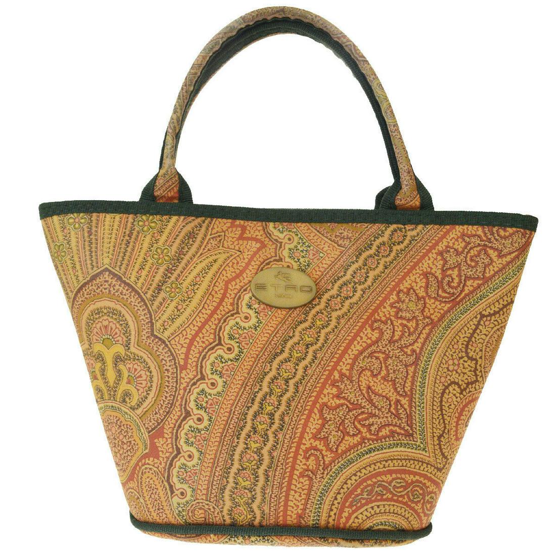 Authentic ETRO Nylon, Leather Handbag: Brand: ETRO Material: Nylon, Leather Style: Handbag Color: Brown Size (HxWxD): 15cm x 14cm x 8cm / 5.9'' x 5.51'' x 3.14'' Country of Origin: Unknown All Bidhaus items come with a 100% money-back auth