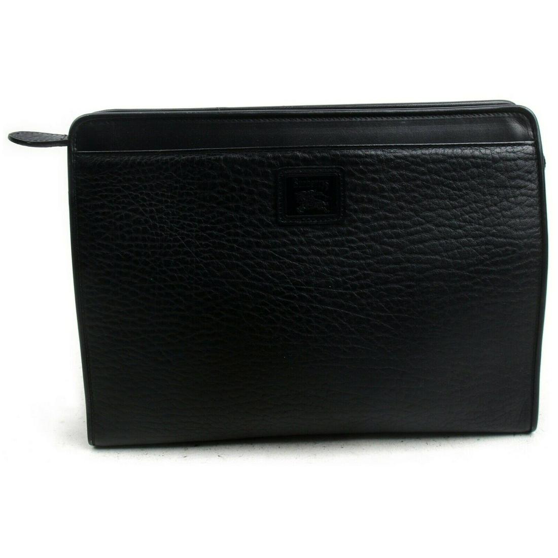Authentic BURBERRYS Leather Clutch: Brand: BURBERRYS Material: Leather Style: Clutch Color: Black Size(inch): W10.2 inch(approx) /26 cm(approx) x H7.48 inch(approx) /19 cm(approx) x D2.55 inch(approx) /6.5 cm(approx) " All Bidhaus items