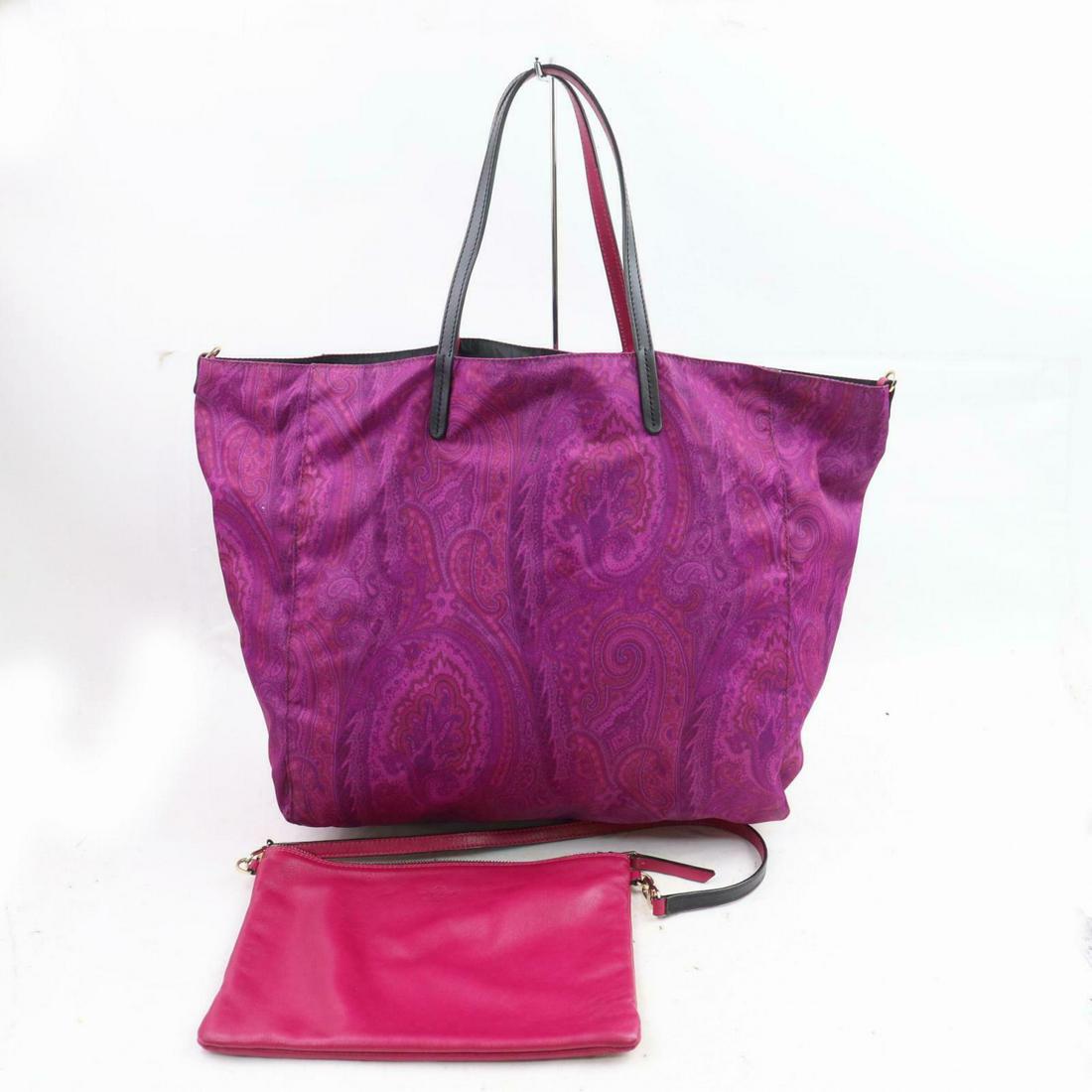 Authentic ETRO Nylon Tote Bag: Brand: ETRO Material: Nylon Style: Tote Bag Color: Purple Size(inch): W19.6 inch(approx) /50 cm(approx) x H11.8 inch(approx) /30 cm(approx) x D6.69 inch(approx) /17 cm(approx) " Country of Origin: Ita