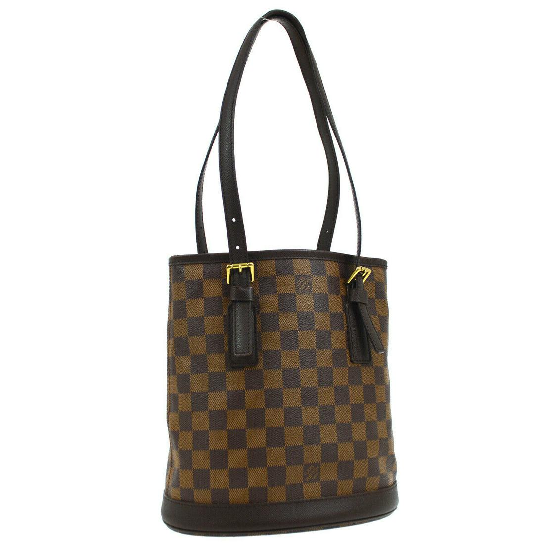 Authentic LOUIS VUITTON MARAIS Damier Canvas, Leather: Brand: LOUIS VUITTON Material: Damier Canvas, Leather Style: Totes & Shoppers Color: Brown Size(inch): W9.1 x H9.8 x D6.3 " / Strap Drop: 7.1 - 9.1 Size(inch): W 9.1 x H 9.8 x D 6.3 " Strap Drop. 7.1 