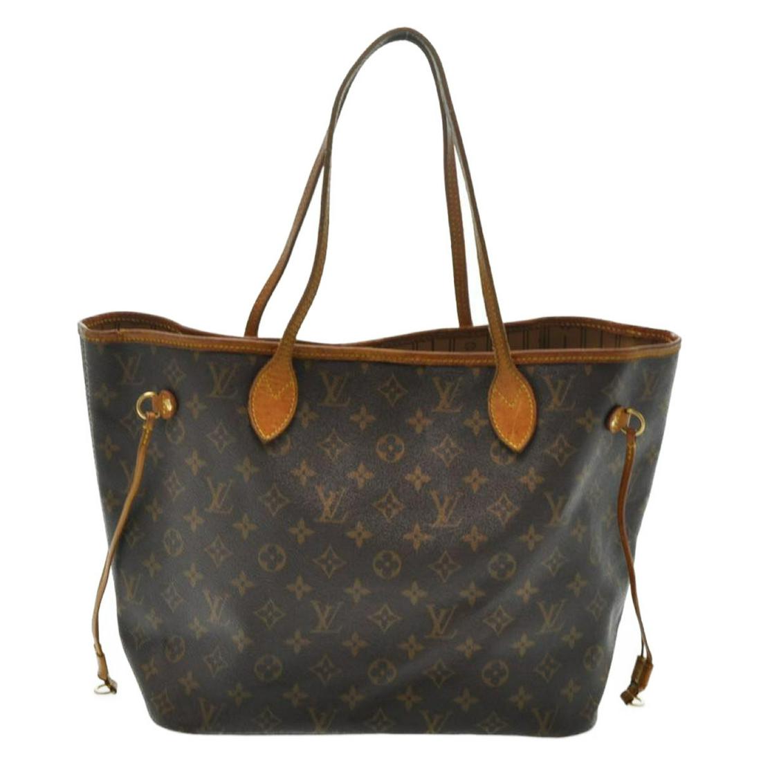 Authentic LOUIS VUITTON NEVERFULL MM Monogram Canvas: Brand: LOUIS VUITTON Material: Monogram Canvas Style: Tote Bag Color: Monogram Size(inch): W12.6-18.1 x H11.8 x D6.7â€³ / Handle Drop 8.7â€³(Approx) Country of Origin: Spain Accessory: There i