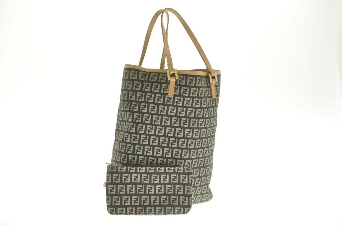 Authentic FENDI Zucchino Canvas Hand Bag: Brand: FENDI Material: Zucchino Canvas Style: Hand Bag Color: Black Size(inch): W9.05 x H11.81 x D2.75inch(Approx) Country of Origin: Italy Accessory: Pouch All Bidhaus items come with a 100% money-ba