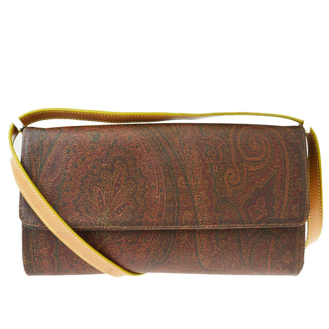 Authentic ETRO PVC Leather Shoulder Bag: Brand: ETRO Material: PVC Leather Style: Shoulder Bag Color: Bordeaux, Size(inch): W 9.4 x H 5.3 x D 1.6 "(approx.) Country of Origin: Italy Come with: - All Bidhaus items come with a 100% money-back