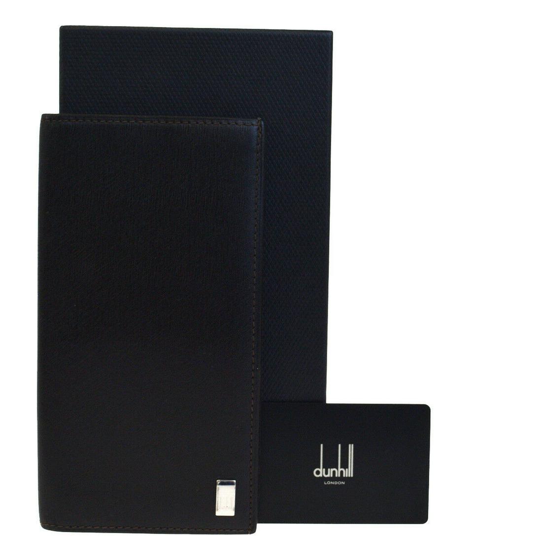 Authentic DUNHILL Leather Wallet: Brand: DUNHILL Material: Leather Style: Wallet Color: Black Size(inch): W 3.7 x H 7.1 x D 0 "(approx.) Country of Origin: Italy Come with: Box,Authenticity Card All Bidhaus items come with a 100% mone