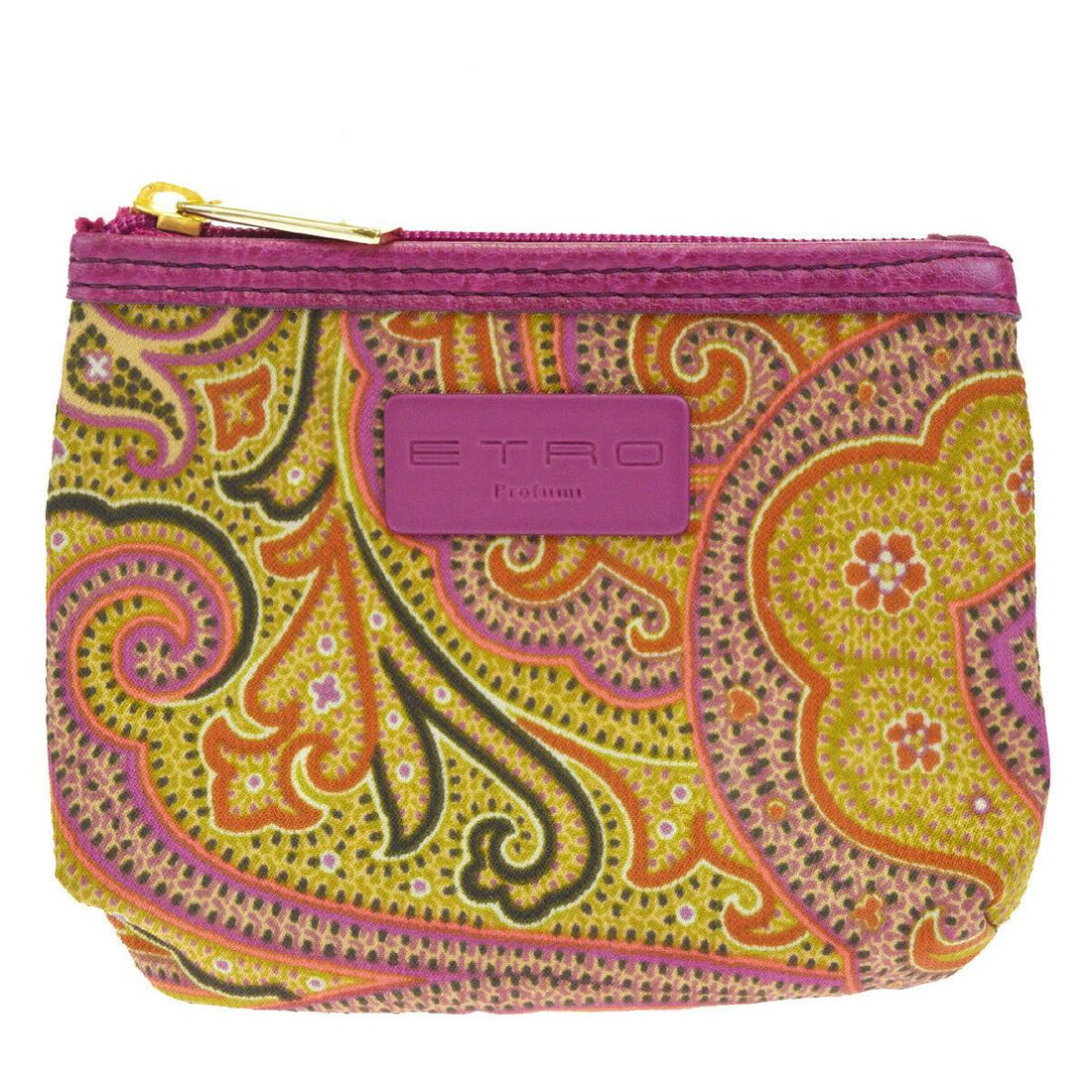 Authentic ETRO Nylon Leather Wallet,Pouch: Brand: ETRO Material: Nylon Leather Style: Wallet,Pouch Color: Purple Size(inch): W 4.7 x H 3.5 x D 1.2 "(approx.) Country of Origin: Italy Come with: - All Bidhaus items come with a 100% money-back a