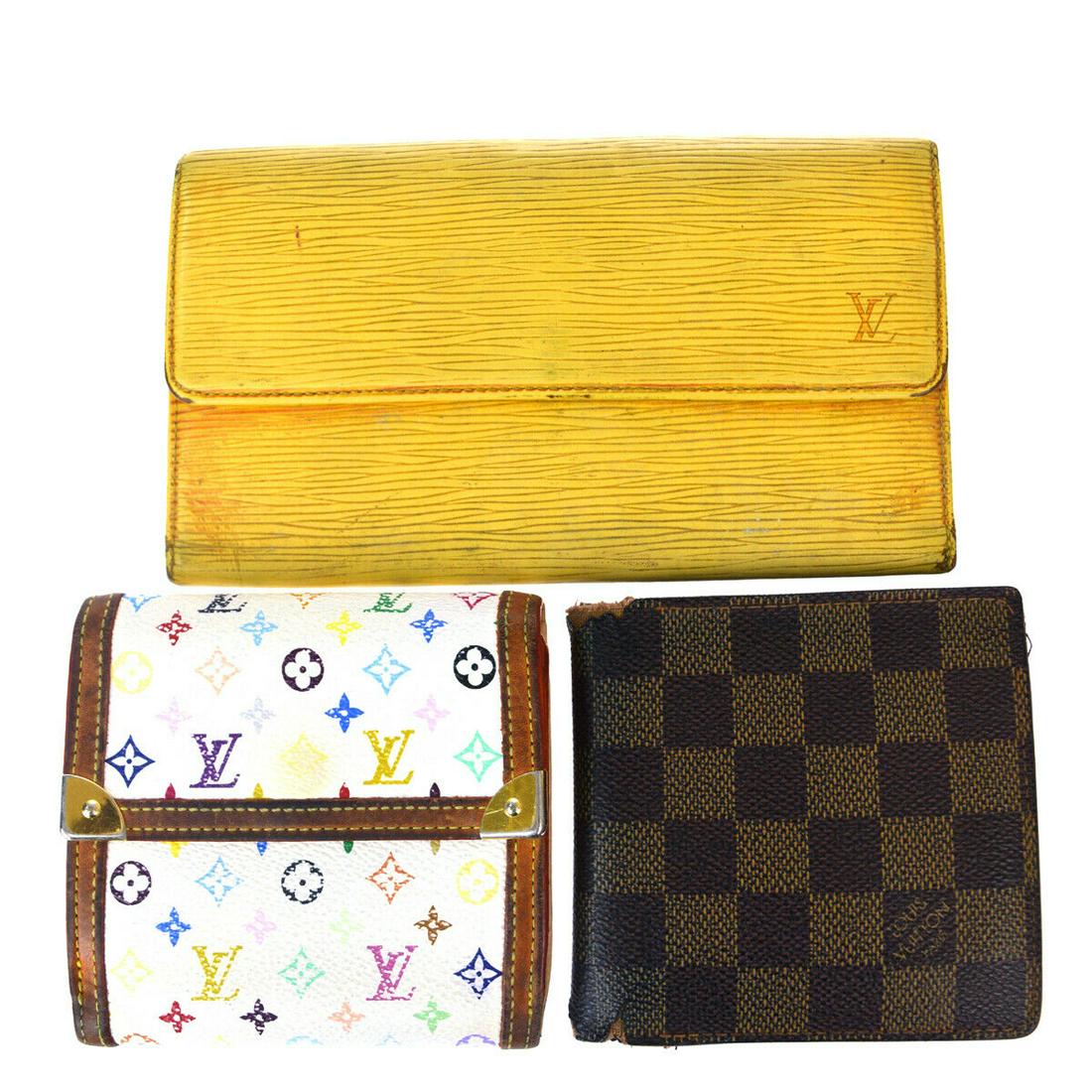 Authentic LOUIS VUITTON LEATHER Epi Monogram Damier: Brand: LOUIS VUITTON Material: Epi Monogram Damier Leather Style: Wallet Color: Multi-Color,Yellow,Brown Size(inch): Are not listed because the mixed. Country of Origin: - Come with: - All Bidhaus ite