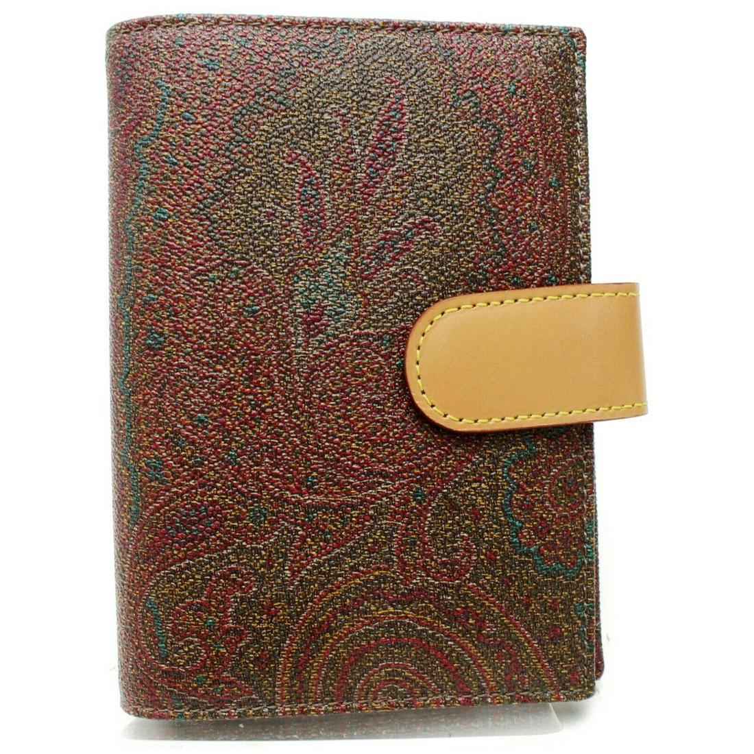 Authentic ETRO PVC Diary Cover: Brand: ETRO Material: PVC Style: Diary Cover Color: Browns Size(inch): W4.13 inch(approx) /10.5 cm(approx) x H5.70 inch(approx) /14.5 cm(approx) x D0.98 inch(approx) /2.5 cm(approx) " Country of Origi