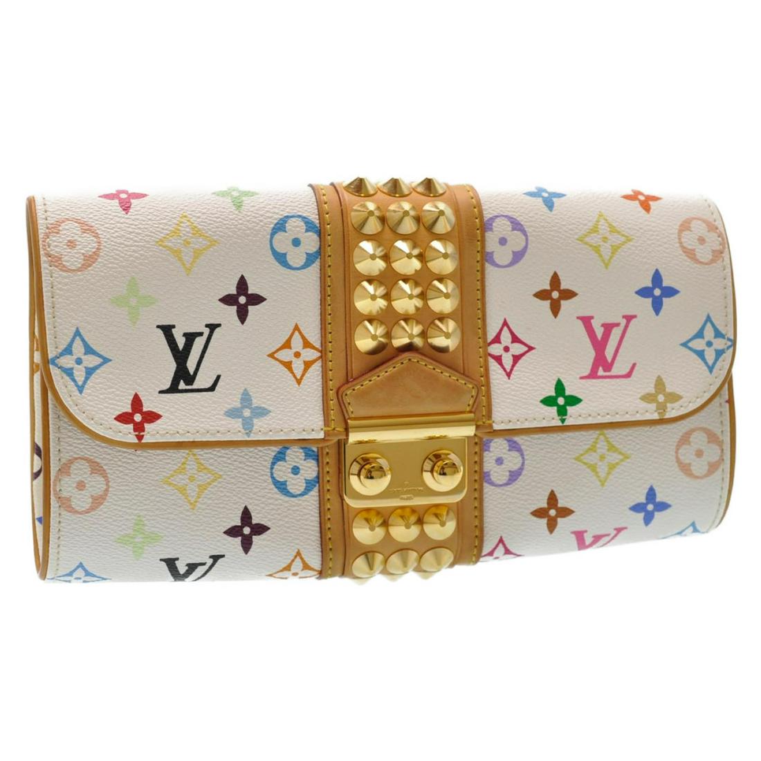 Authentic LOUIS VUITTON COURTNEY Monogram Multicolor: Brand: LOUIS VUITTON Material: Monogram Multicolor Canvas Style: Clutch Bag Color: White Size(inch): W10.23 x H5.51 x D1.96inch(Approx) Country of Origin: France Accessory: Dust Bag / Instruction Manu