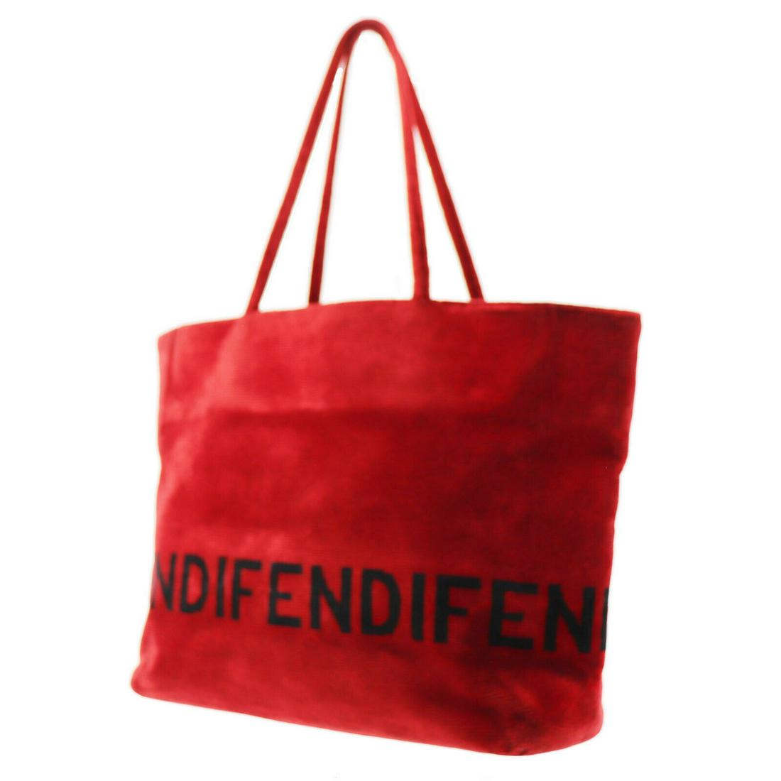 Authentic FENDI VINTAGE Velor Tote Hand Bag: Brand: FENDI Material: Velor Style: Tote Hand Bag Color: Red, Black Size(Inch): H 10.2 x D 4.3 x L 11.8 " Shoulder. 16.9 " Country of Origin: Italy Come with: - All Bidhaus items come with a 100% mone
